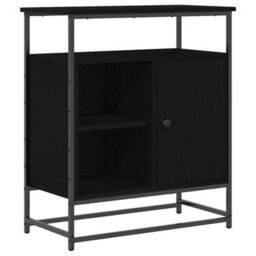 Berkfield Sideboard Black Oak 69X35X80 Cm Engineered Wood And Steel - thumbnail 2