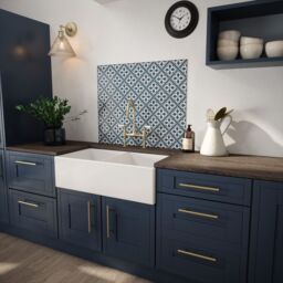 Laura Ashley Mr Jones Midnight Seaspray Geometric Self-Adhesive Glass Splashback, (H)750mm (W)900mm (T)6mm - thumbnail 2
