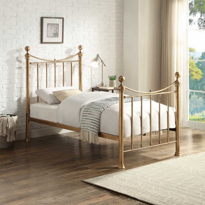 OAT Home Hampstead Traditional Antique Brass Effect Single Metal Bed Frame - image 1