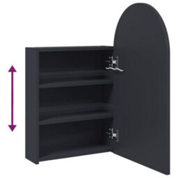 Walplus Bathroom Mirror Cabinet With Led Light Arched Grey 42X13X70 Cm - thumbnail 9