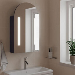 Walplus Bathroom Mirror Cabinet With Led Light Arched Grey 42X13X70 Cm - thumbnail 1