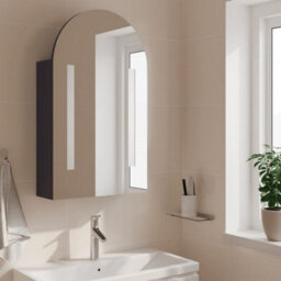 Walplus Bathroom Mirror Cabinet With Led Light Arched Grey 42X13X70 Cm - thumbnail 3
