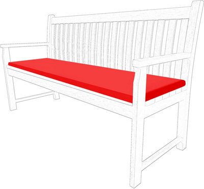 istyle mode 3 Seater Garden Bench Cushion Seatpad Indoor & Outdoor Use - Red - image 1