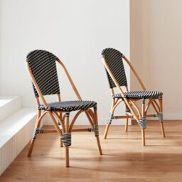 Sweeek - Pair Of Rattan Bistro Chairs And Polyrattan Black 30X45X170 Cm - Montmartre - thumbnail 4