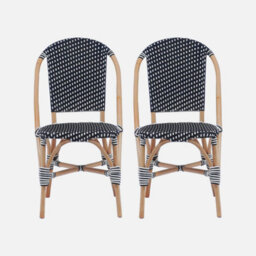 Sweeek - Pair Of Rattan Bistro Chairs And Polyrattan Black 30X45X170 Cm - Montmartre - thumbnail 2