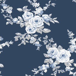 Muriva Catherine Lansfield Designer Canterbury Floral Country Bouquets Wallpaper Blue 165505 - thumbnail 1