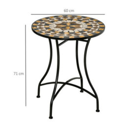 Wyld Haus Nabaha 60Cm Grey Mosaic Ceramic Outdoor Bistro Table With Powder-Coated Metal Frame - thumbnail 3