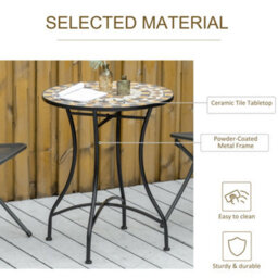 Wyld Haus Nabaha 60Cm Grey Mosaic Ceramic Outdoor Bistro Table With Powder-Coated Metal Frame - thumbnail 6