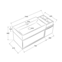 Homestylestore 750mm Dark Walnut Wall Hung Waterproof Bathroom Vanity Unit And Side Cabinet - thumbnail 4