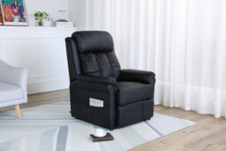 Luxury Life Furniture Kensington Leather Latch Recliner Armchair - Black - thumbnail 3