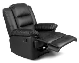 Luxury Life Furniture Kensington Leather Latch Recliner Armchair - Black - thumbnail 4