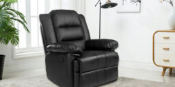 Luxury Life Furniture Kensington Leather Latch Recliner Armchair - Black - thumbnail 2