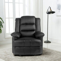 Luxury Life Furniture Kensington Leather Latch Recliner Armchair - Black - thumbnail 1