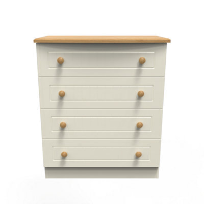 Lancaster 4 Drawer Chest In Cream & Oak (Ready Assembled) - image 1