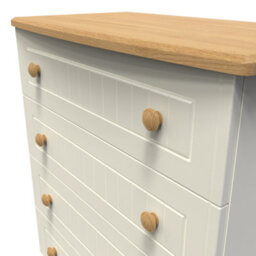 Lancaster 4 Drawer Chest In Cream & Oak (Ready Assembled) - thumbnail 4