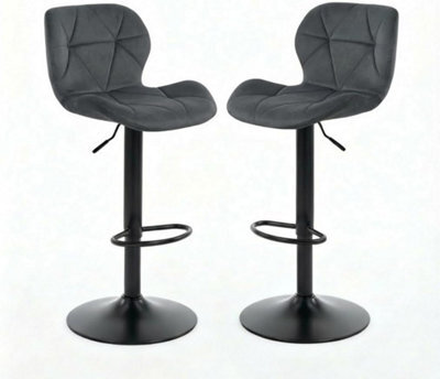Alivio Modern Faux Velvet Adjustable Bar Stool (Set Of 2, Velvet Dark Grey) - image 1