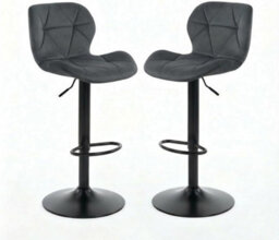 Alivio Modern Faux Velvet Adjustable Bar Stool (Set Of 2, Velvet Dark Grey) - thumbnail 1