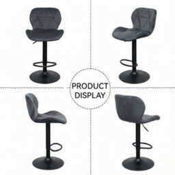 Alivio Modern Faux Velvet Adjustable Bar Stool (Set Of 2, Velvet Dark Grey) - thumbnail 4