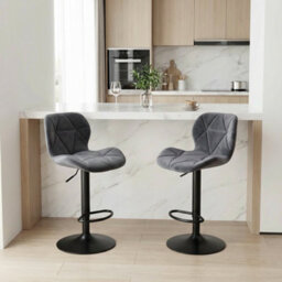 Alivio Modern Faux Velvet Adjustable Bar Stool (Set Of 2, Velvet Dark Grey) - thumbnail 7