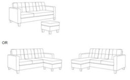 Kosy Koala Corner Sofa Fabric Sectional Sofa With Ottoman L-Shaped Black Sofa Couch Reversible 3-Seater - thumbnail 7