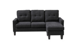 Kosy Koala Corner Sofa Fabric Sectional Sofa With Ottoman L-Shaped Black Sofa Couch Reversible 3-Seater - thumbnail 4