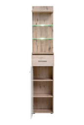 Arte Gustavo Iv Hallway Set: Elegant Storage Solution With Led Lighting - W2100mm X H2000mm X D350mm In Oak Wellington & White Gloss - thumbnail 5