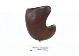 Aviator Retro Swivel Egg Armchair Vintage Brown Real Distressed Leather - thumbnail 7