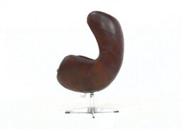 Aviator Retro Swivel Egg Armchair Vintage Brown Real Distressed Leather - thumbnail 4