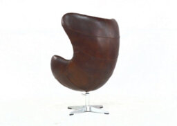 Aviator Retro Swivel Egg Armchair Vintage Brown Real Distressed Leather - thumbnail 6