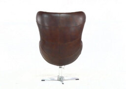 Aviator Retro Swivel Egg Armchair Vintage Brown Real Distressed Leather - thumbnail 8