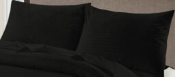 Homes & Linen Super Soft Brushed Microfiber Embossed Stripe Black Duvet Cover Set With Pillowcases - thumbnail 2