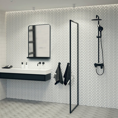 Sensio Elm Matt Black Rectangular Wall-Mounted Bathroom & Wc Mirror (H)70Cm (W)50Cm - image 1