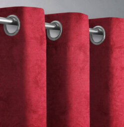 Velosso Cotton Ringtop Curtains With Ring Top, Ring Top Finish - Machine Cold Washable, Minimalist Design, Various Sizes Available - Red