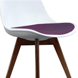 Fusion Living Soho White & Aubergine Plastic Dining Chair With Squared Dark Wood Legs - thumbnail 3