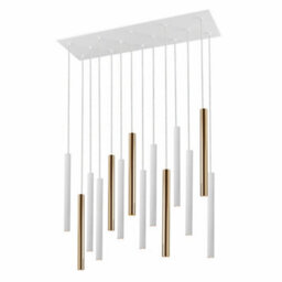 Luminosa Lighting Luminosa Varas Integrated Led 14 Light Cluster Drop Bar Ceiling Pendant Matt White, Gold - Uk Stock - thumbnail 2