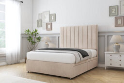 "Sloomy Kansas Sand Naples Divan Bed With Mattress No Drawers With 26"" Strutted Headboard 2'6 Small Single" - thumbnail 2