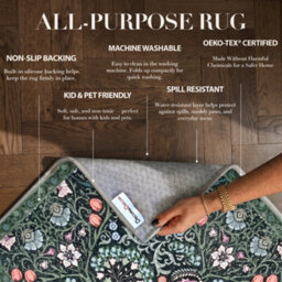 Decoranddecor Area Rugs, Living Room Rugs, Washable Rugs, 160X230Cm, Non-Slip, Pet Friendly, Low Pile, Floral Rug - Cleo - thumbnail 3