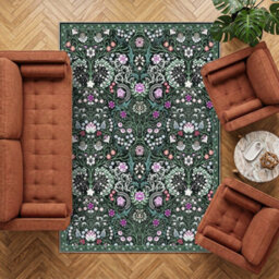 Decoranddecor Area Rugs, Living Room Rugs, Washable Rugs, 160X230Cm, Non-Slip, Pet Friendly, Low Pile, Floral Rug - Cleo - thumbnail 1