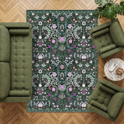 Decoranddecor Area Rugs, Living Room Rugs, Washable Rugs, 160X230Cm, Non-Slip, Pet Friendly, Low Pile, Floral Rug - Cleo - thumbnail 8