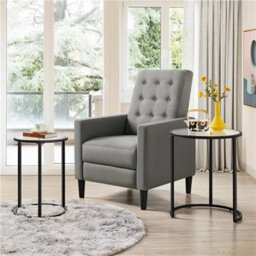 Round Nesting Table Set Glass Coffee Table W/ Metal Frame For Living Room Black - thumbnail 3