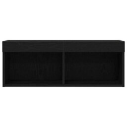 Berkfield Tv Wall Cabinet With Led Lights Black Oak 80X30X30 Cm - thumbnail 7
