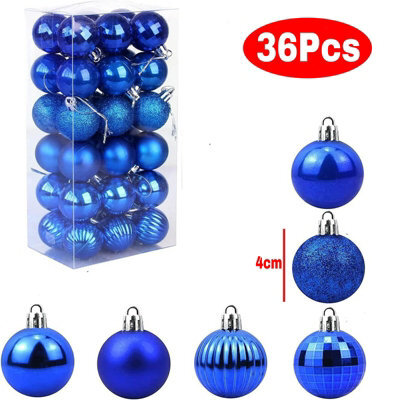 Amorly 36Pack Blue Christmas Ball Ornaments,4Cm Small Shatter Resistant Plastic Hanging Baubles,indoor&outdoor Christmas Tree Decorations - image 1