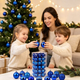 Amorly 36Pack Blue Christmas Ball Ornaments,4Cm Small Shatter Resistant Plastic Hanging Baubles,indoor&outdoor Christmas Tree Decorations - thumbnail 4