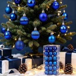 Amorly 36Pack Blue Christmas Ball Ornaments,4Cm Small Shatter Resistant Plastic Hanging Baubles,indoor&outdoor Christmas Tree Decorations - thumbnail 3