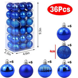 Amorly 36Pack Blue Christmas Ball Ornaments,4Cm Small Shatter Resistant Plastic Hanging Baubles,indoor&outdoor Christmas Tree Decorations - thumbnail 2