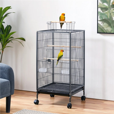 Yaheetech Black Open-Top Bird Cage With Rolling Stand - image 1