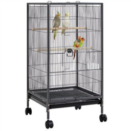 Yaheetech Black Open-Top Bird Cage With Rolling Stand - thumbnail 2