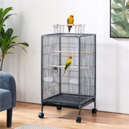 Yaheetech Black Open-Top Bird Cage With Rolling Stand - thumbnail 1