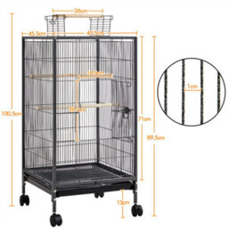 Yaheetech Black Open-Top Bird Cage With Rolling Stand - thumbnail 3
