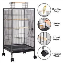 Yaheetech Black Open-Top Bird Cage With Rolling Stand - thumbnail 5